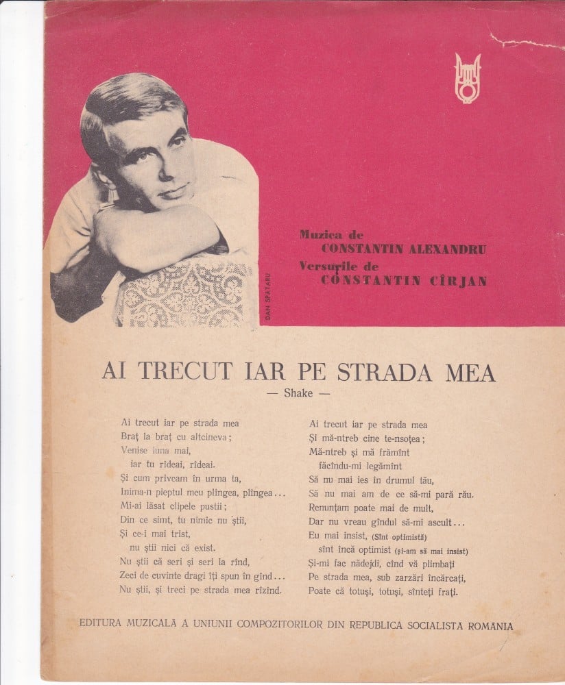 Partitură „Ai trecut iar pe strada mea”, muzica Constantin Alexandru, versuri Constantin Cârjan