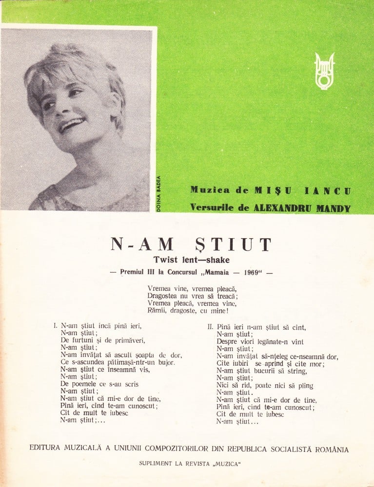 Partitură „N-am știut”, muzica Mișu Iancu, versuri Alexandru Mandy