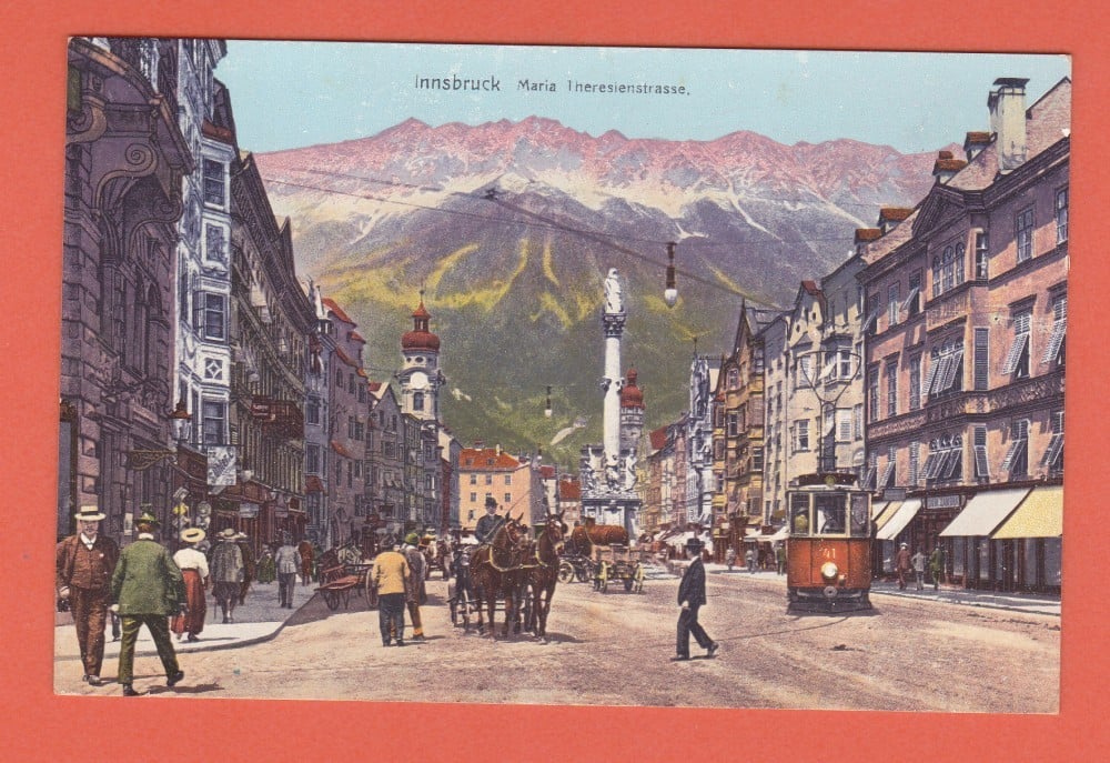 Fotografie: Carte poștală „Innsbruck — Maria-Theresien-Straße”, animată, necirculată