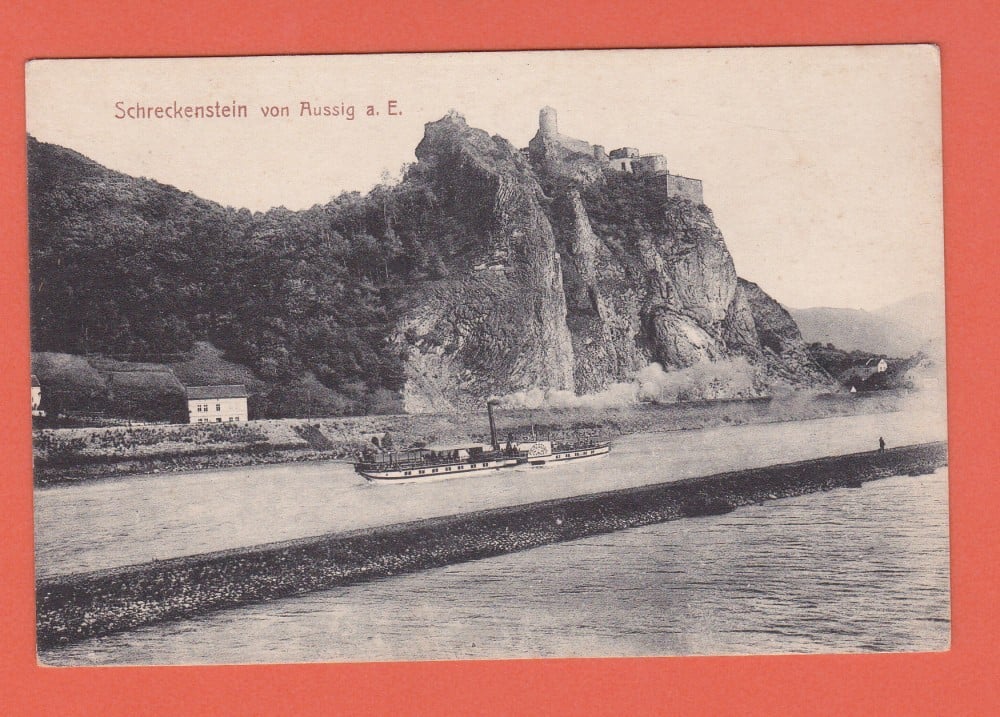 Fotografie: Carte poștală „Schreckenstein bei Aussig”, Cehia, vapor, necirculată