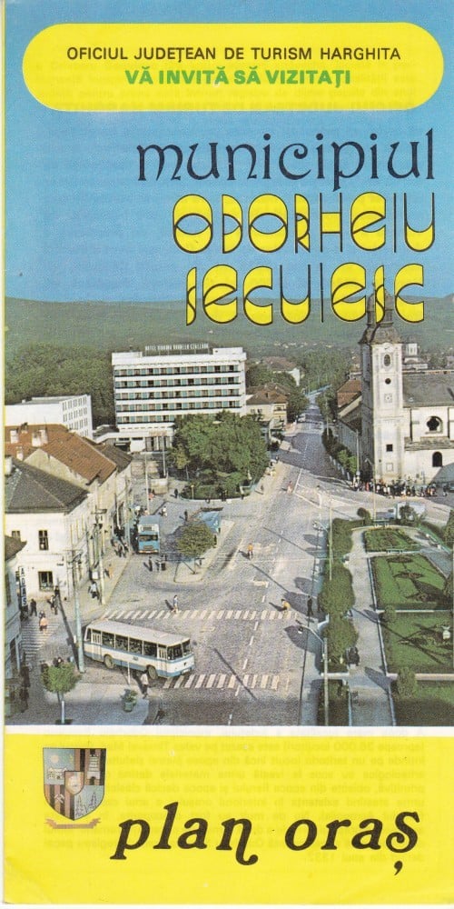 Fotografie: Pliant cu planul municipiului Odorheiu Secuiesc, 1982