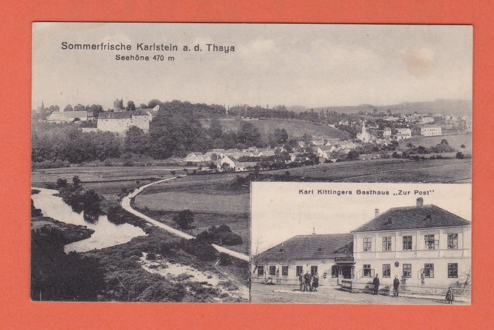Fotografie: Carte poștală-colaj Karlstein an der Thaya, Austria, 1917, necirculată