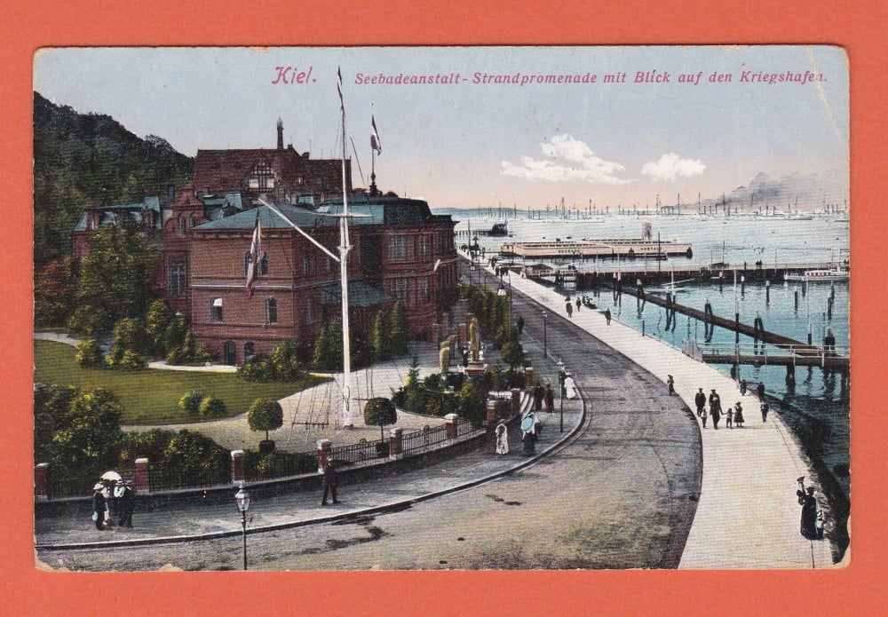 Fotografie: Carte poștală „Kiel — promenada ștrandului”, animată, necirculată