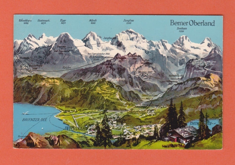 Fotografie: Carte poștală „Berner Oberland”, Elveția, circulată în 1963