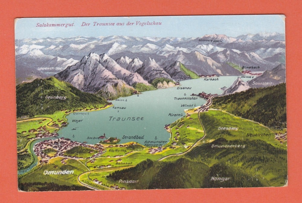 Fotografie: Carte poștală Salzkammergut, Austria, 1958, scrisă dar necirculată