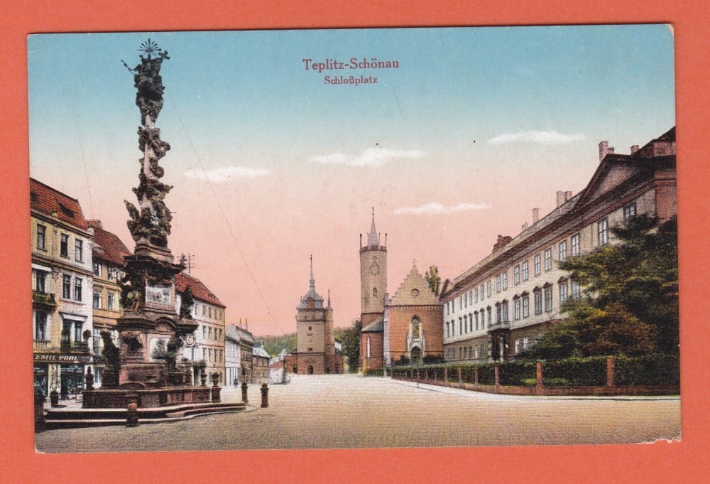 Fotografie: Carte poștală „Teplitz-Schönau — Schlossplatz”, Cehia, necirculată