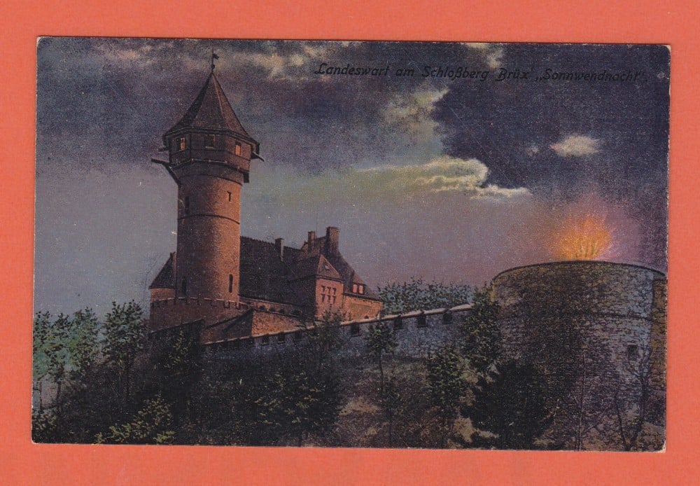 Fotografie: Carte poștală „Brüx — Landeswarte am Schlossberg”, Cehia, necirculată