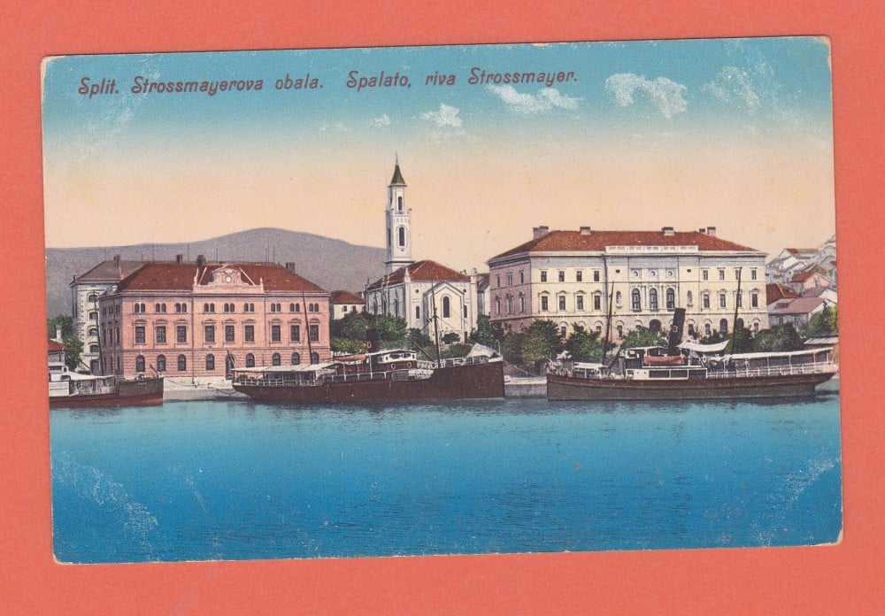 Fotografie: Carte poștală „Split — portul cu vapoare”, necirculată