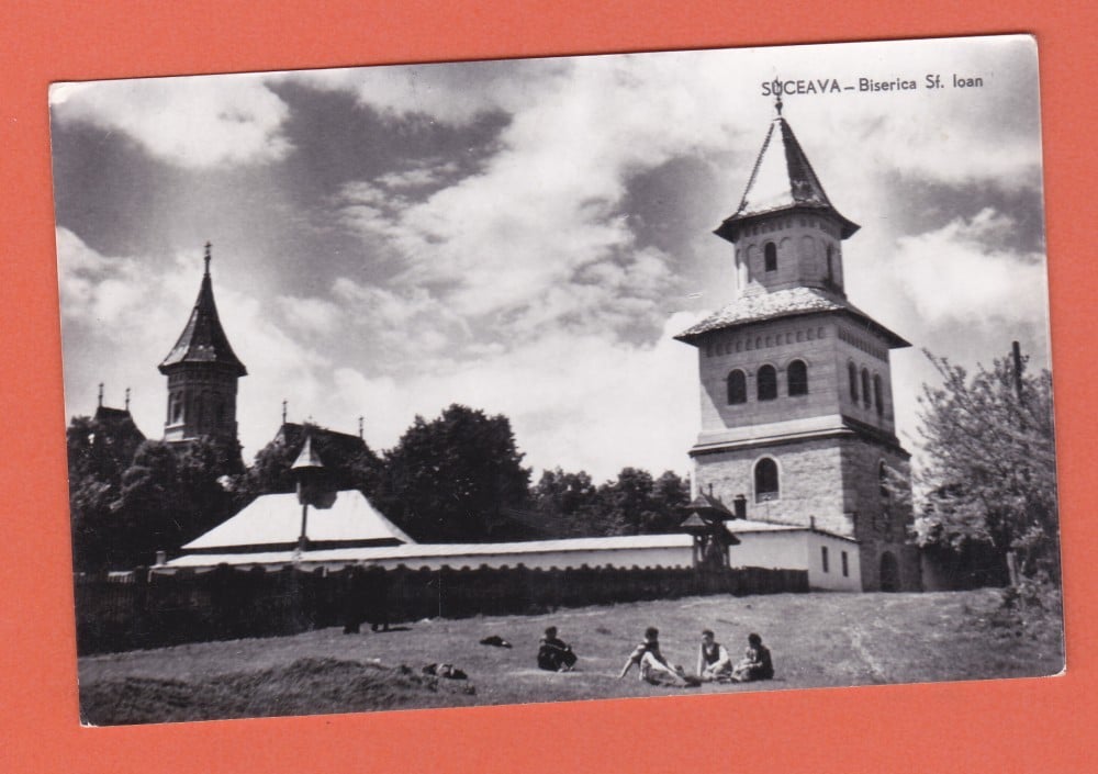 Fotografie: Carte poștală „Suceava — Biserica Sfântul Ioan”, circulată în 1960