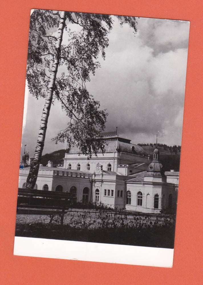 Fotografie: Carte poștală „Vatra Dornei — Pavilionul central al băilor”, 1959
