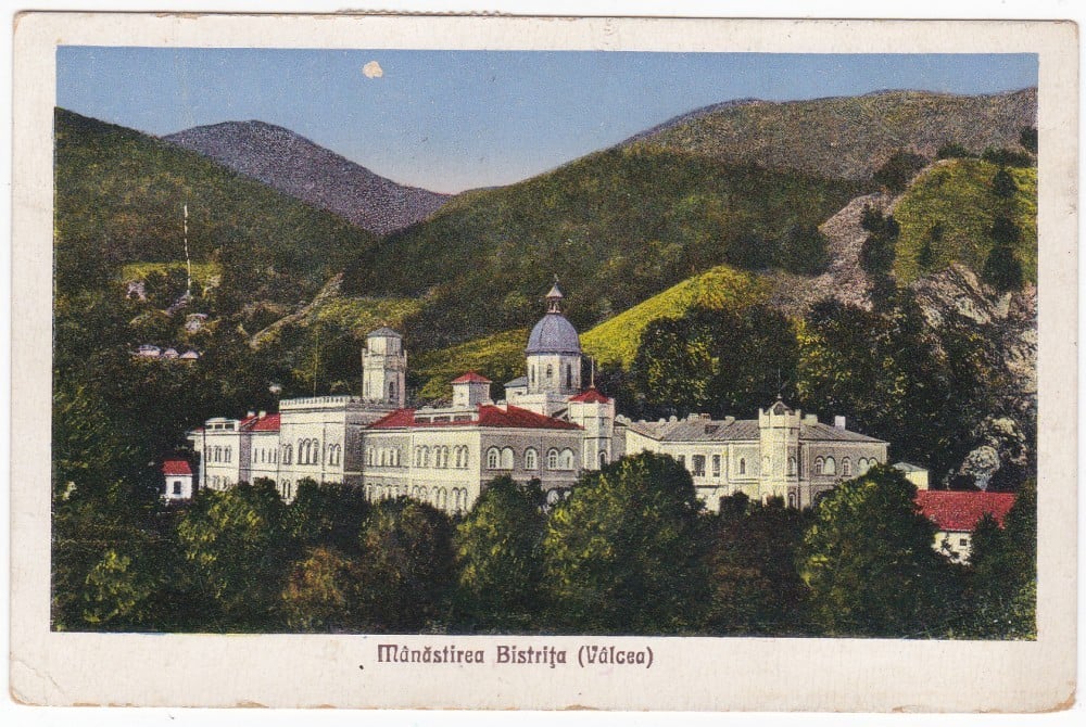 Fotografie: Carte poștală „Mănăstirea Bistrița (Vâlcea)”, 1933, scrisă de istoricul și teologul bucovinean Simeon Reli