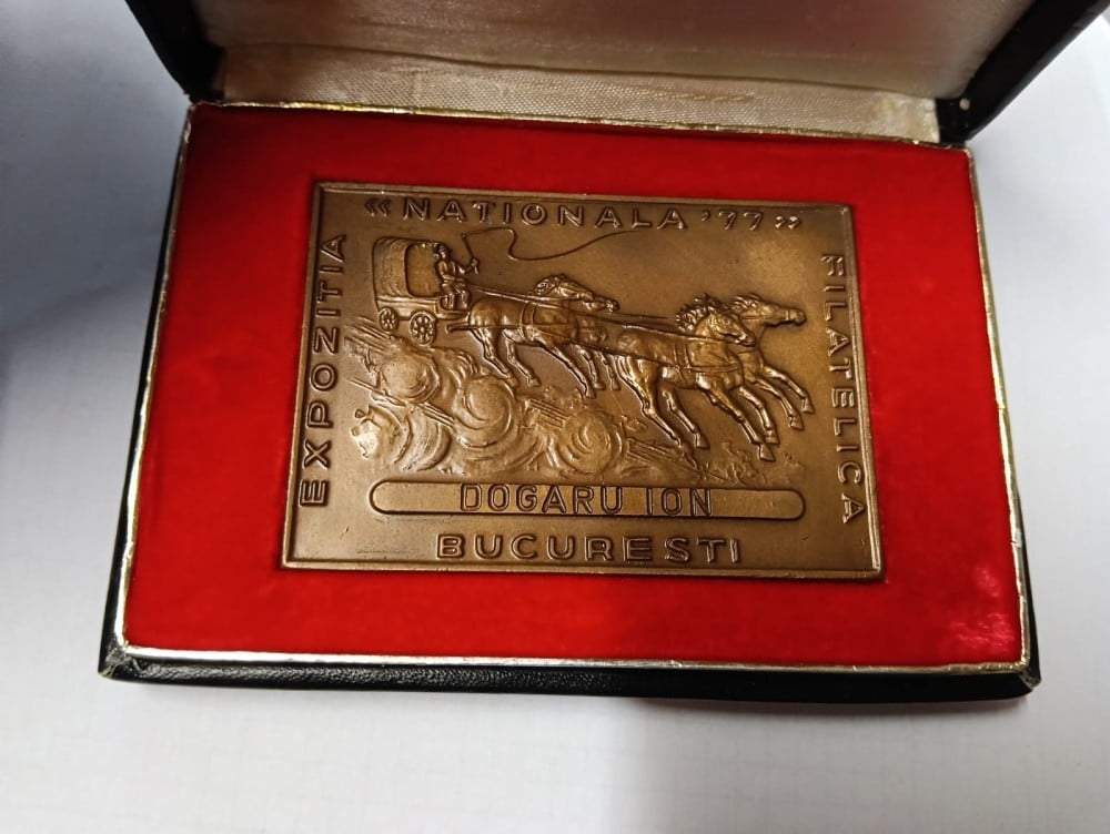 Medalie „Expoziția Națională Filatelică”, București, bronz, cutie originală