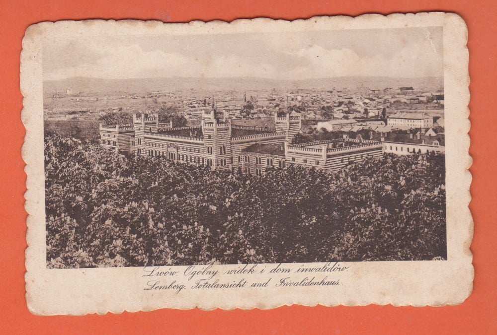 Fotografie: Carte poștală „Lwów — Domul Invalizilor”, circulată în 1918