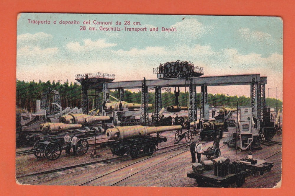 Fotografie: Carte poștală „Depozit și transport de arme, tunuri — Pola”, necirculată
