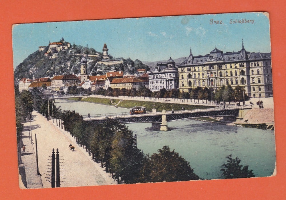 Fotografie: Carte poștală Graz, Austria, 1919, animată, circulată spre Suceava, Bucovina