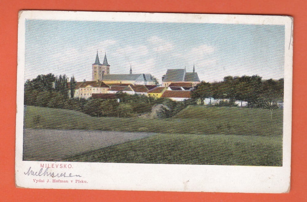 Fotografie: Carte poștală „Milevsko — biserica”, Cehia, 1917, necirculată