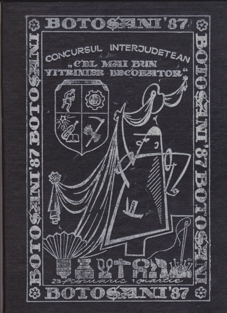 Mapă și pliant „Concursul Cel mai bun vitrinier-decorator”, Botoșani, 1987