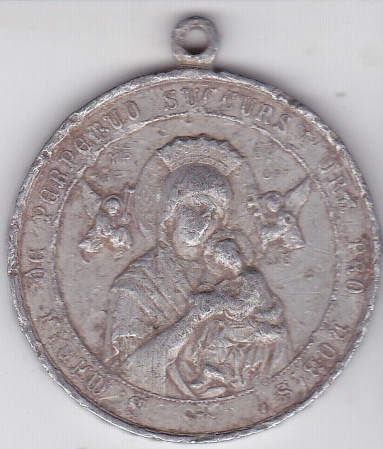 Medalie religioasă catolică, 1908, aluminiu — jubileul de 50 de ani de preoție al Papei Pius al X-lea