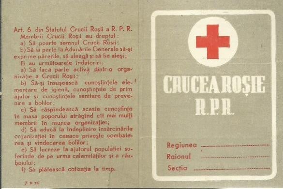 Fotografie: Carnet de membru Crucea Roșie R.P.R.