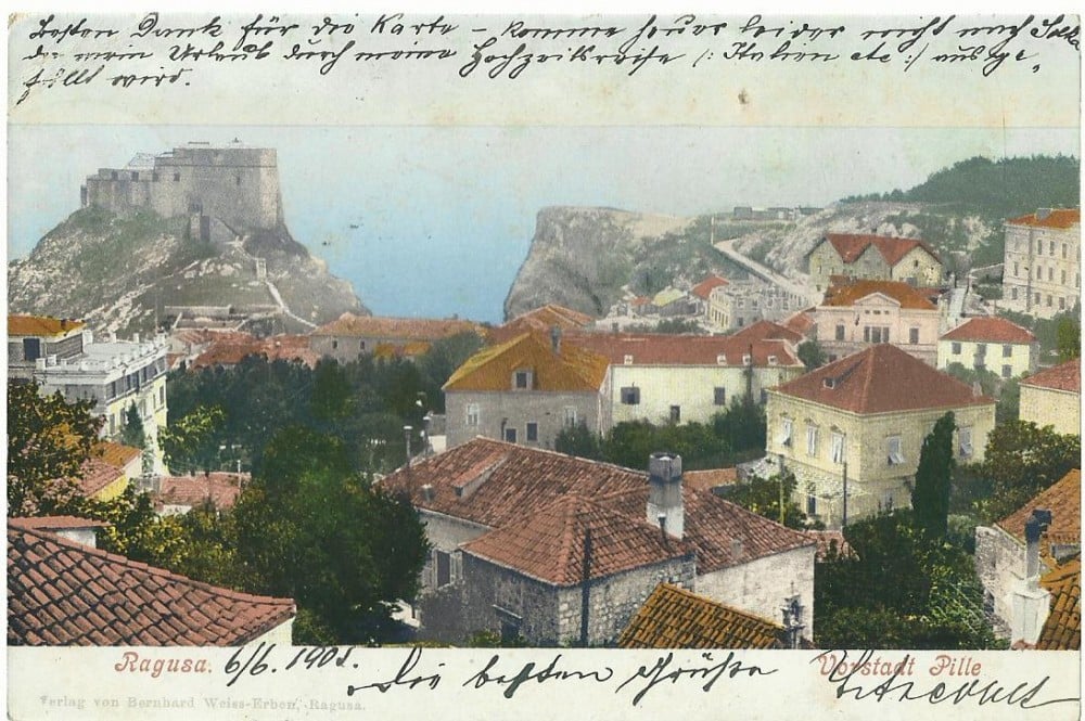 Fotografie: Ilustrată „Ragusa (Dubrovnik) — Vorstadt Pile”, Croația, circulată în 1902