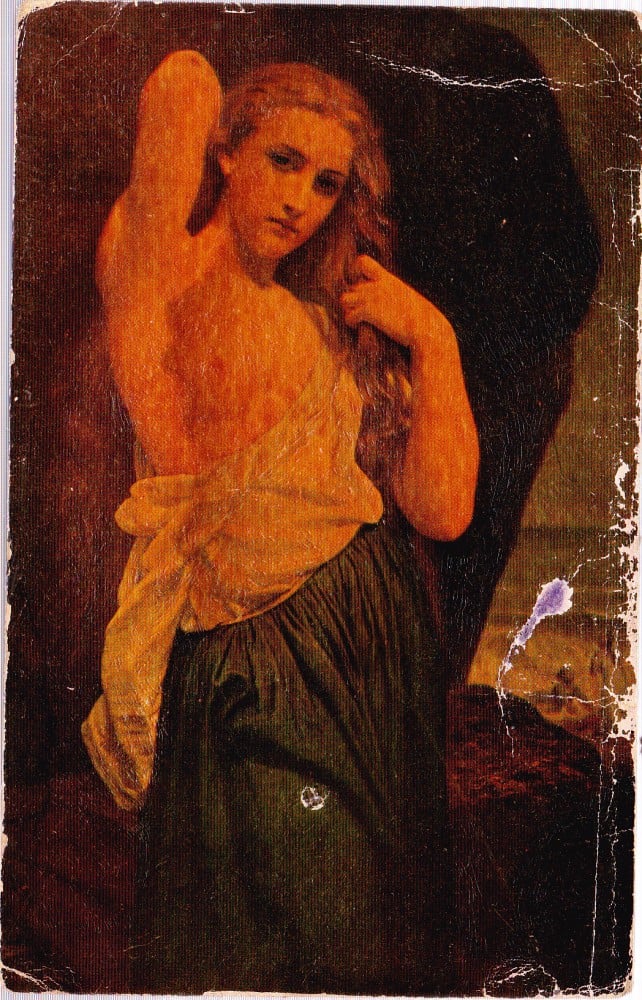 Fotografie: Ilustrată cu un portret de femeie seminud, necirculată