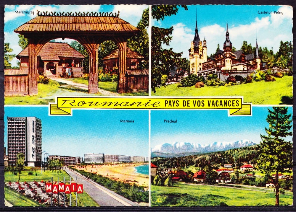 Fotografie: Ilustrată-colaj România: Mamaia, Maramureș, Predeal, Peleș, necirculată