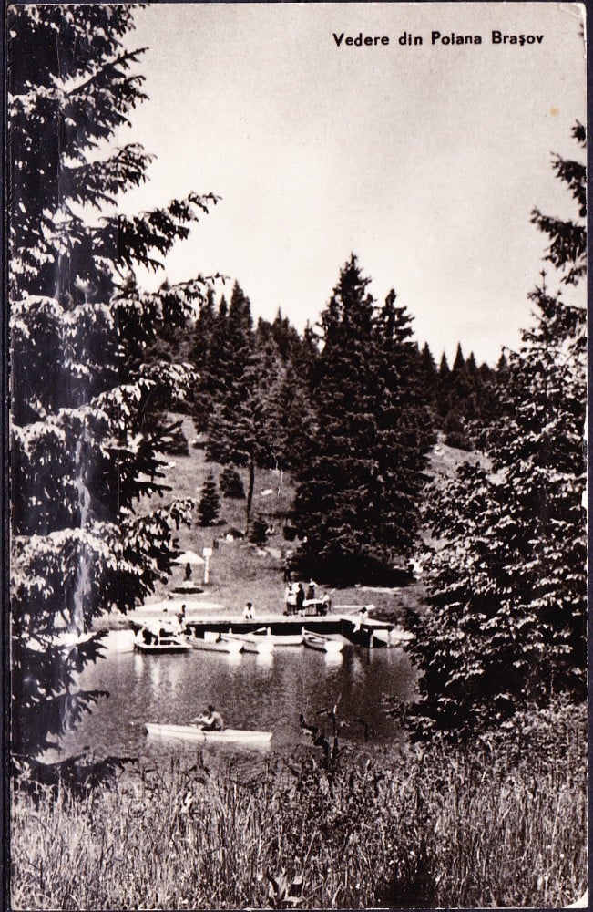 Fotografie: Ilustrată „Vedere din Poiana Brașov”, 1962, circulată