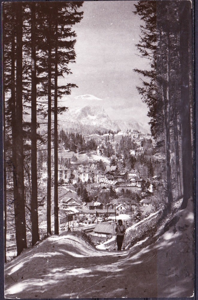 Fotografie: Ilustrată „Sinaia — vedere de pe Piscul Câinelui”, 1965, circulată