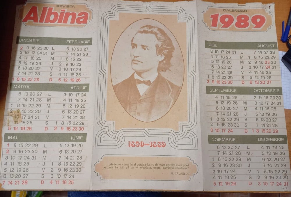 Fotografie: Calendarul revistei „Albina” 1989 — apicultură, 1989