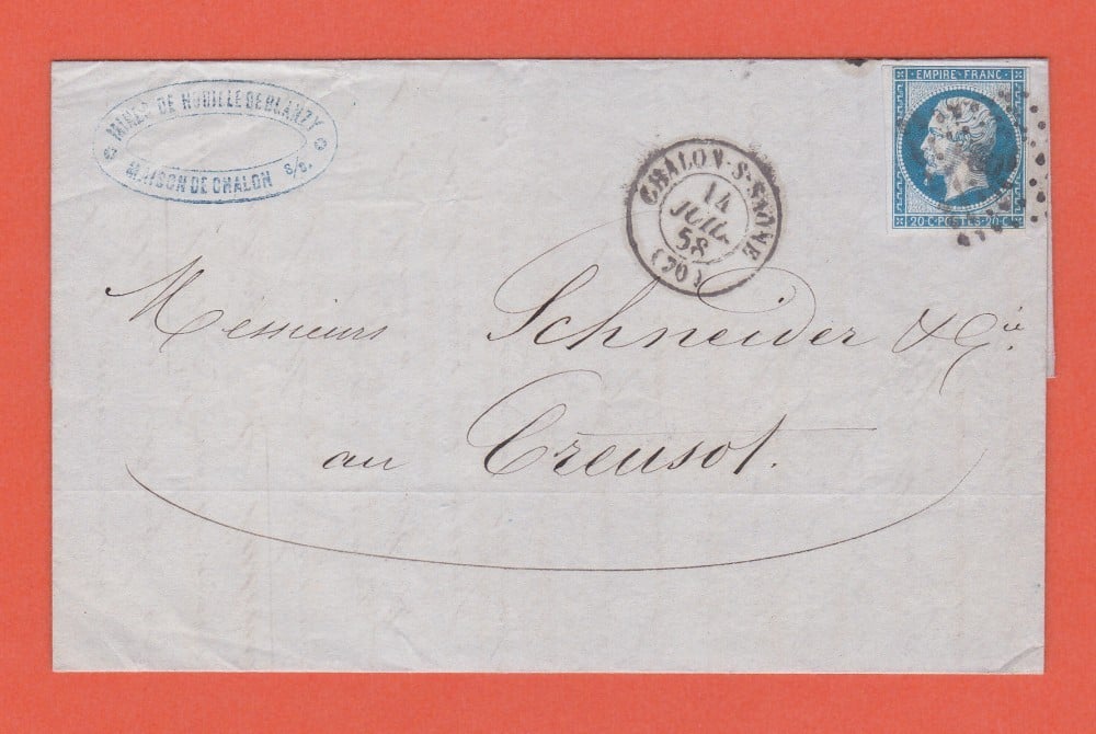 Fotografie: Scrisoare Franța, 1858, francată cu 20 de cenți (Michel 13 I A) (II)