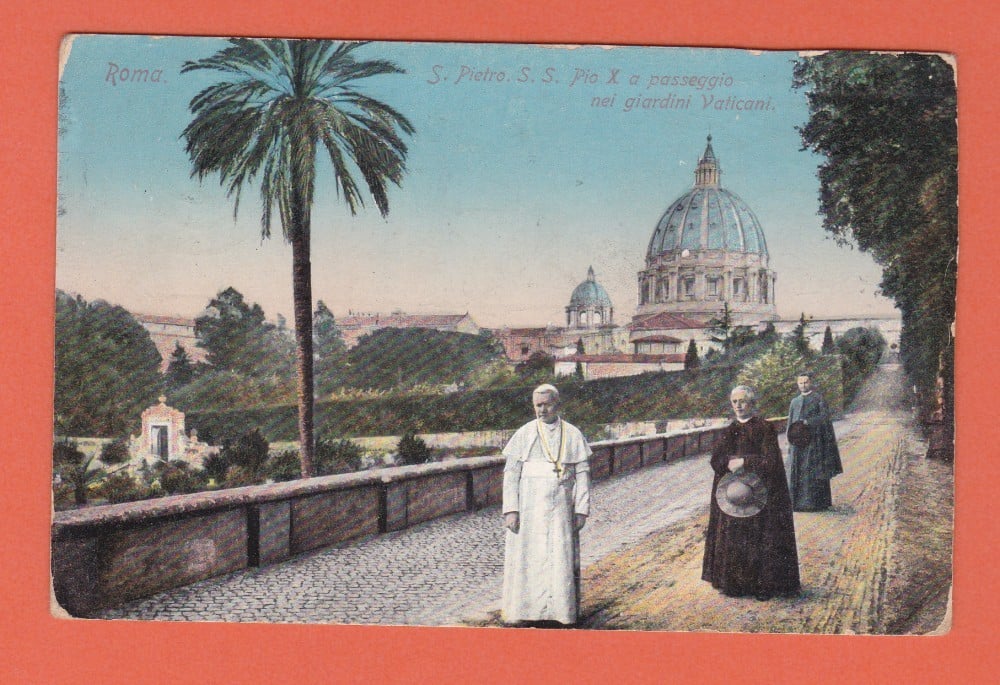 Fotografie: Carte poștală „Roma — Sanctitatea Sa Pius al X-lea în grădina Vaticanului”