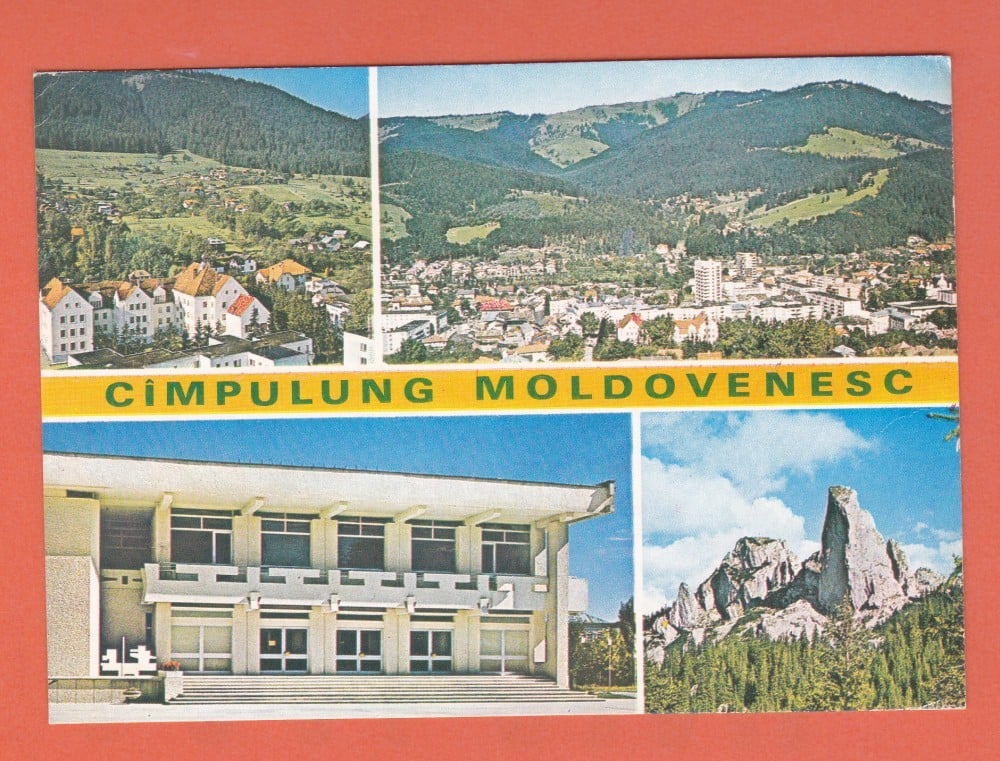 Fotografie: Carte poștală-colaj Câmpulung Moldovenesc — Liceul Dragoș Vodă, Pietrele Doamnei
