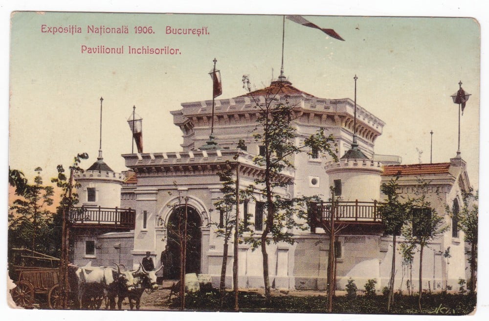 Fotografie: Carte poștală „Expoziția Națională 1906 — Pavilionul închisorilor”, necirculată