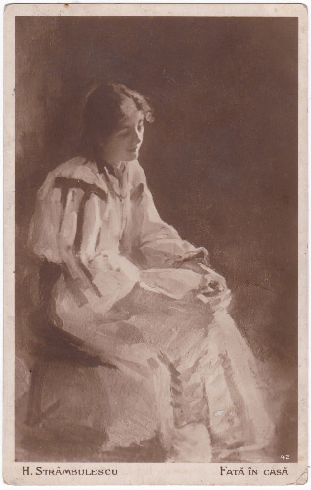 Fotografie: Carte poștală „Fata în casă” — pictor H. Strâmbulescu, Editura Cartea Românească