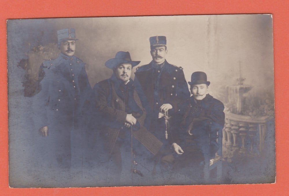 Fotografie: Carte poștală-fotografie cu ofițeri români, Primul Război Mondial
