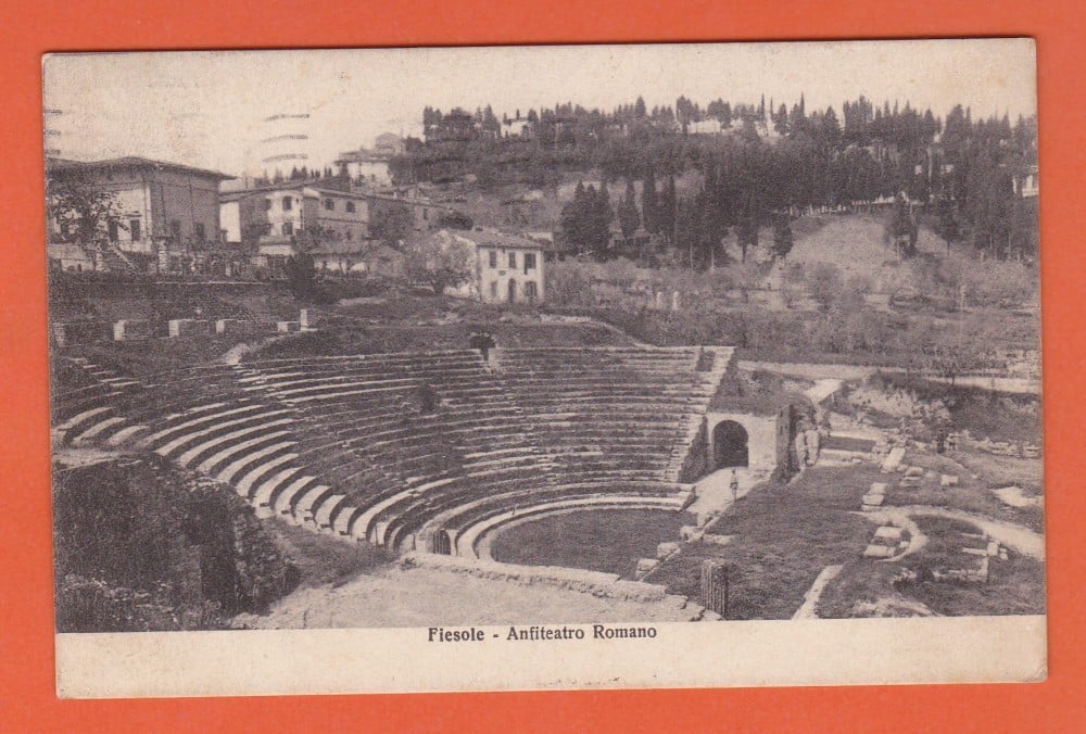 Fotografie: Carte poștală „Fiesole — Amfiteatrul roman”, Italia, circulată în 1927