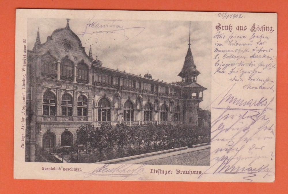 Fotografie: Carte poștală litografiată Liesing, Austria, 1902, circulată spre Suceava, Bucovina