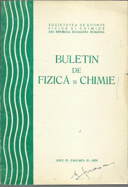 Coperta: Buletin de fizică și chimie, anul 1978, vol. II, 1978