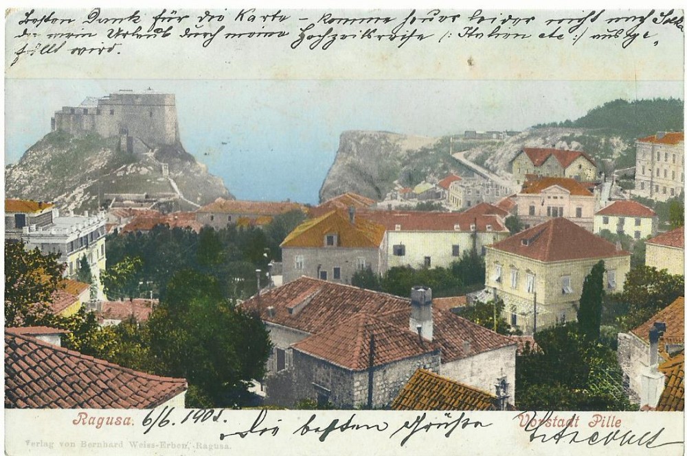 Fotografie: Ragusa (Dubrovnik), Vorstadt Pile — carte poștală circulată în 1902