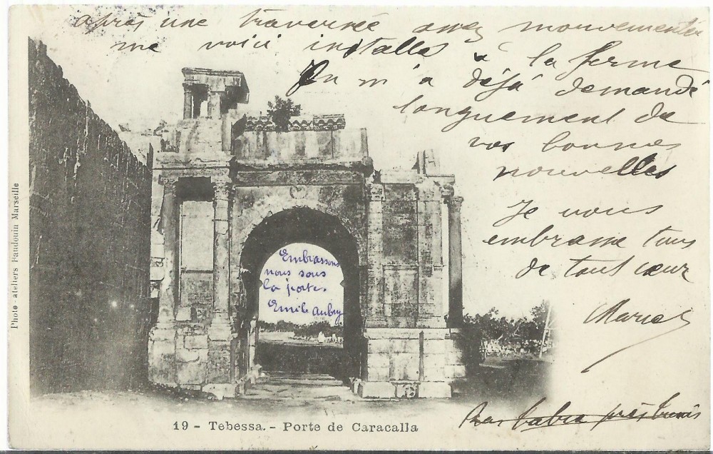 Tébessa, Poarta lui Caracalla — carte poștală circulată în 1904