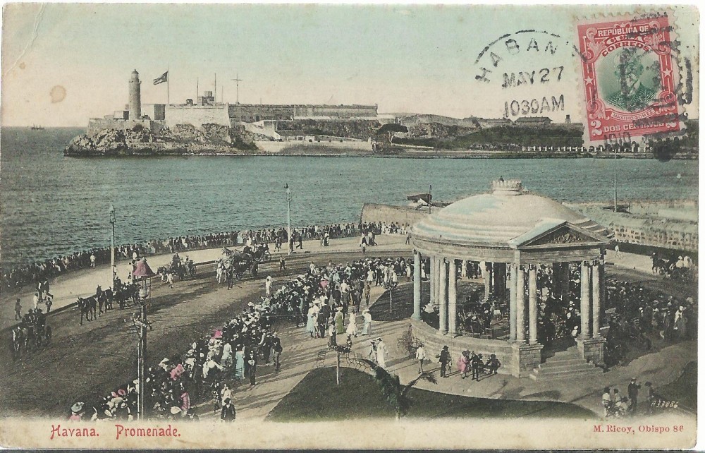 Havana, promenada — carte poștală circulată în 1910