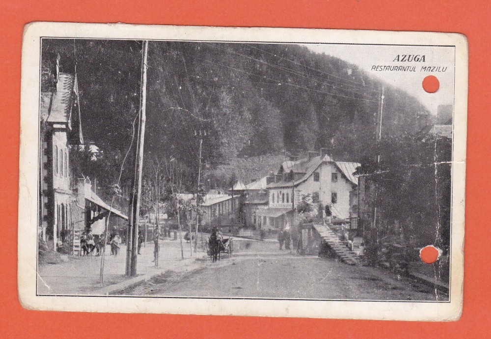 Azuga, restaurantul Mazilu, 1940 — carte poștală circulată