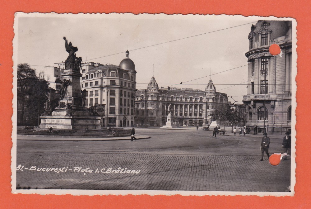 București, Piața I.C. Brătianu — carte poștală cu francatură multiplă